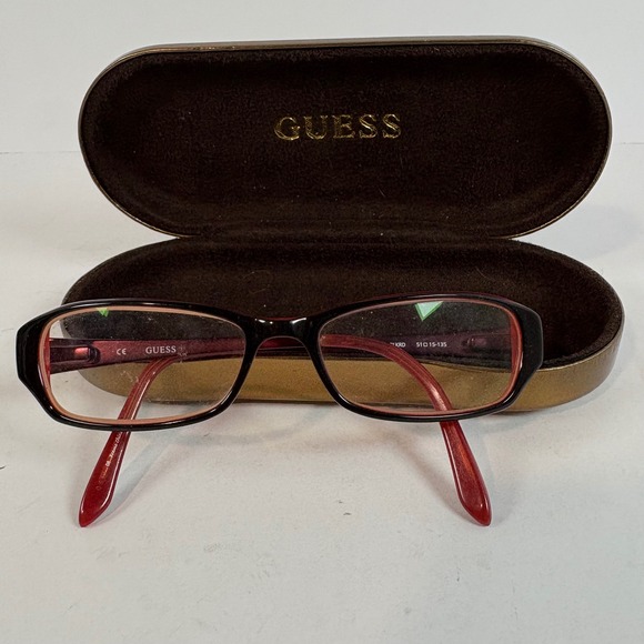 GUESS GU2203 Black Red Eyeglasses Frames Designer Glasses with Case 51-15-135 - Picture 1 of 8